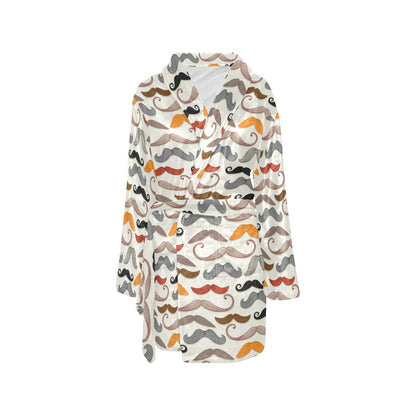 Mustache Pattern Print Design A02 Women's Fleece Robe