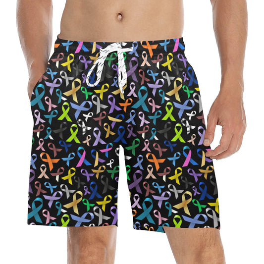 Breast Cancer Awareness Colorful Print Men's Swim Trunks Beach Shorts