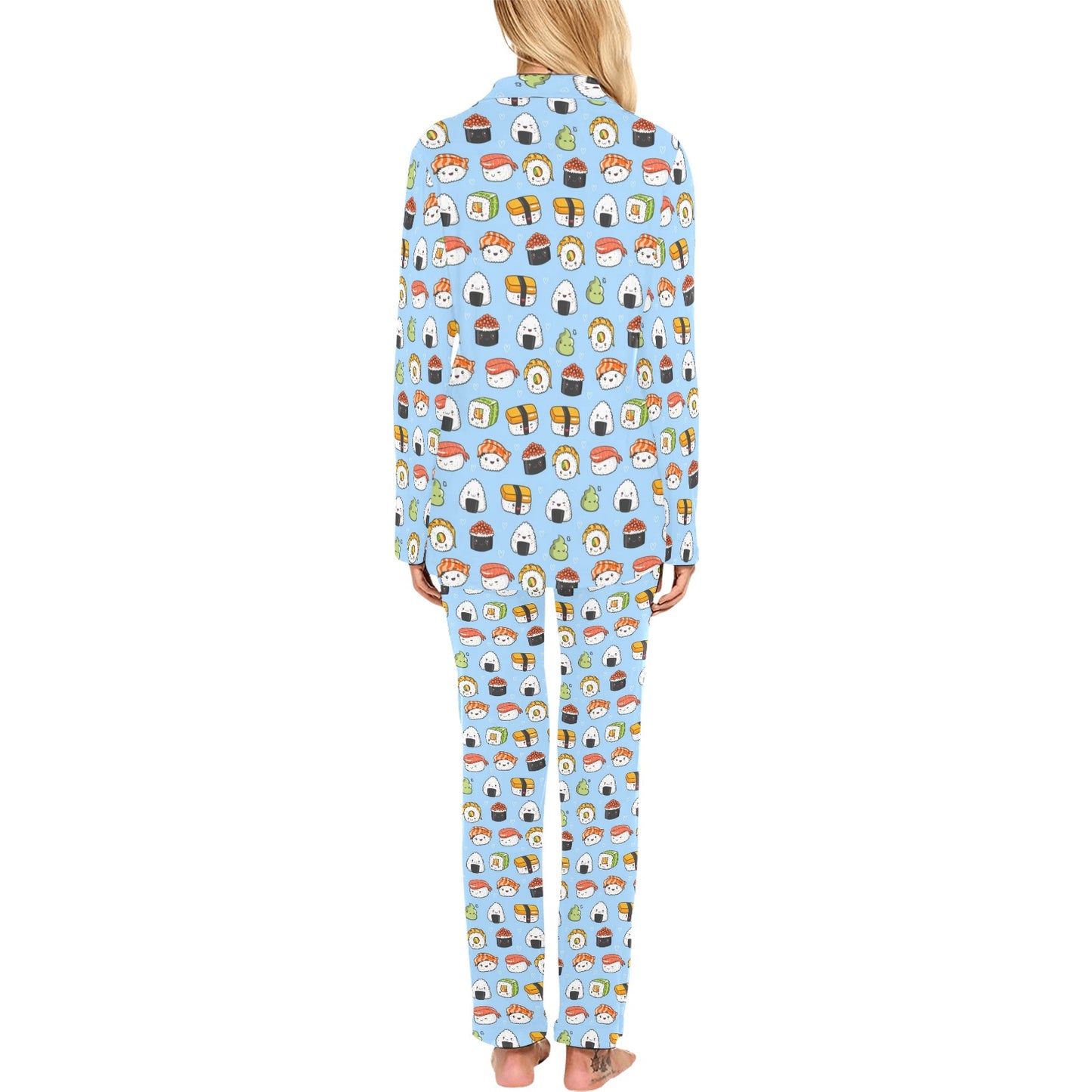 Sushi Cartoon Design Women's Long Pajama Set