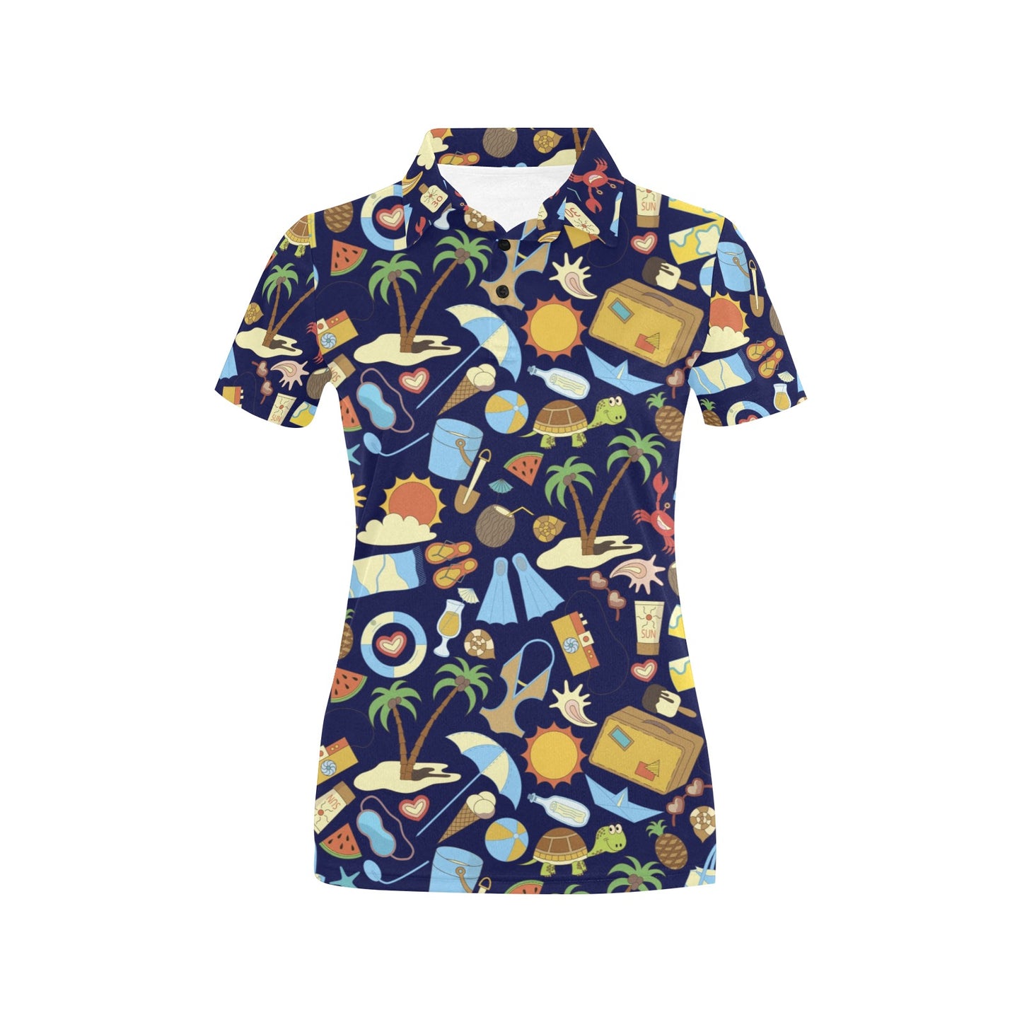 Beach Themed Pattern Print Design 04 Women's Polo Shirt