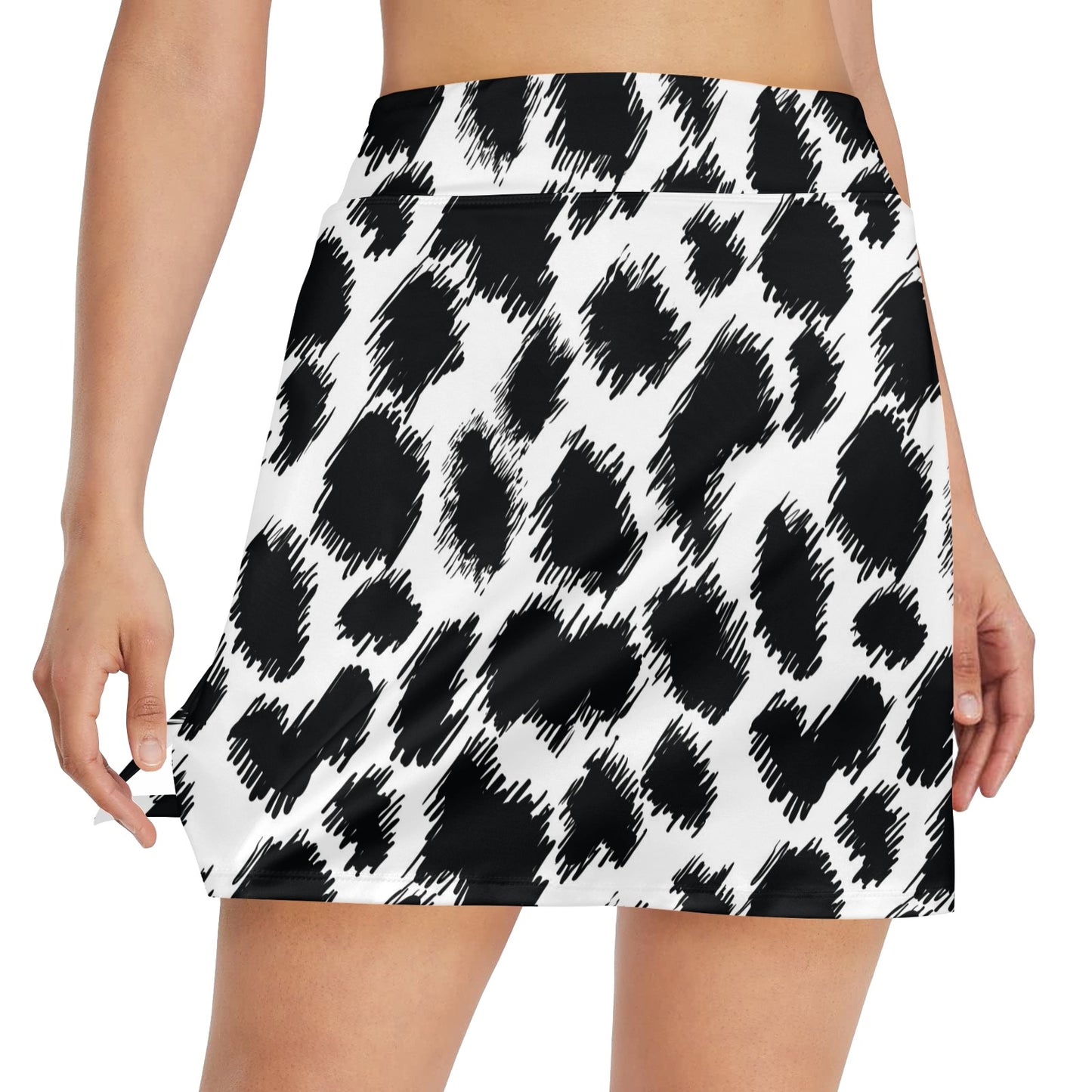 Cheetah Black Print Pattern 17" Golf & Pickleball Skort with Pockets