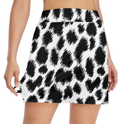 Cheetah Black Print Pattern 17" Golf & Pickleball Skort with Pockets