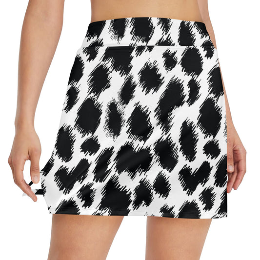 Cheetah Black Print Pattern 17" Golf & Pickleball Skort with Pockets