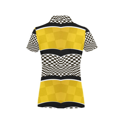 Checkered Pattern Print Design 02 Women's Polo Shirt