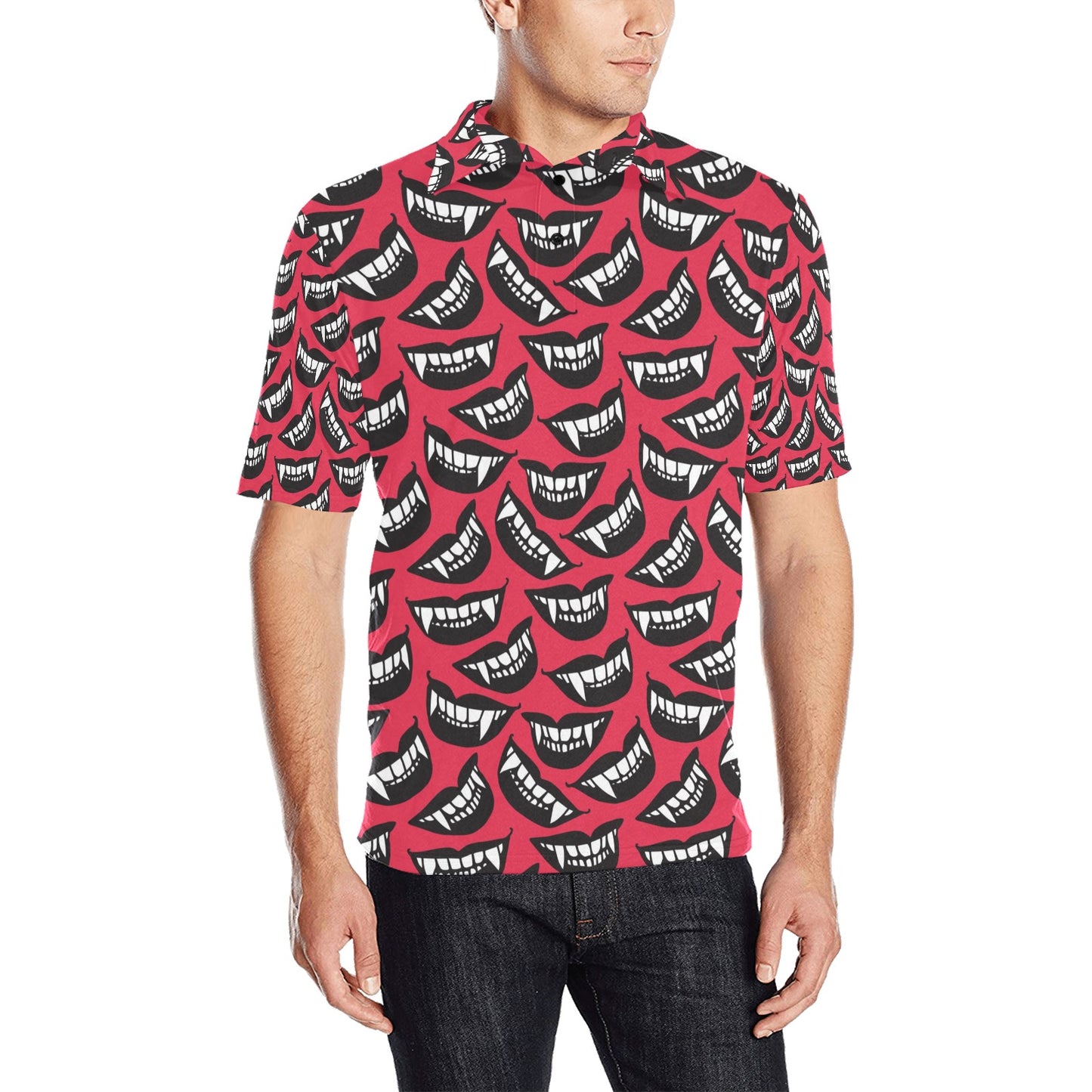 Vampire Lips Print Design LKS305 Men Polo Shirt