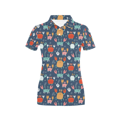 Crab Pattern Print Design 05 Women's Polo Shirt