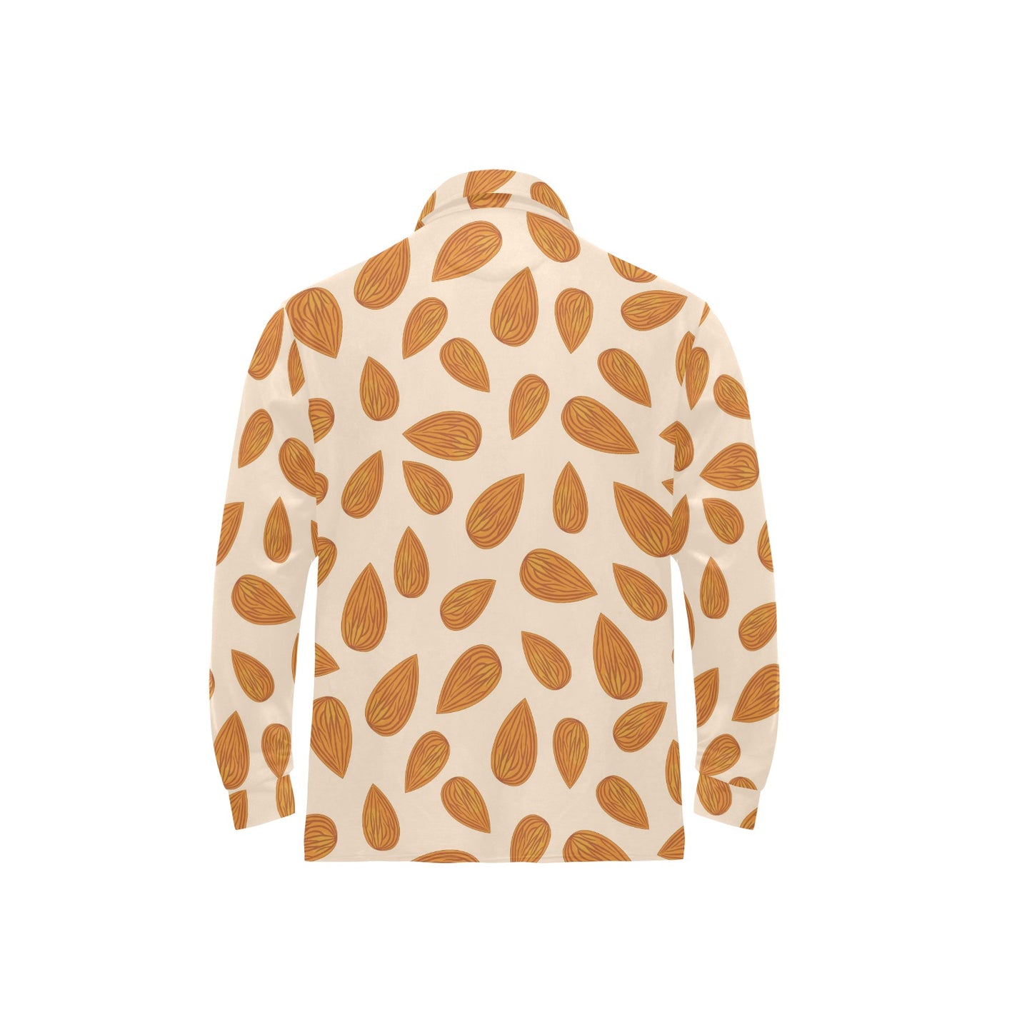 Almond Pattern Print Design 03 Long Sleeve Polo Shirt For Men's