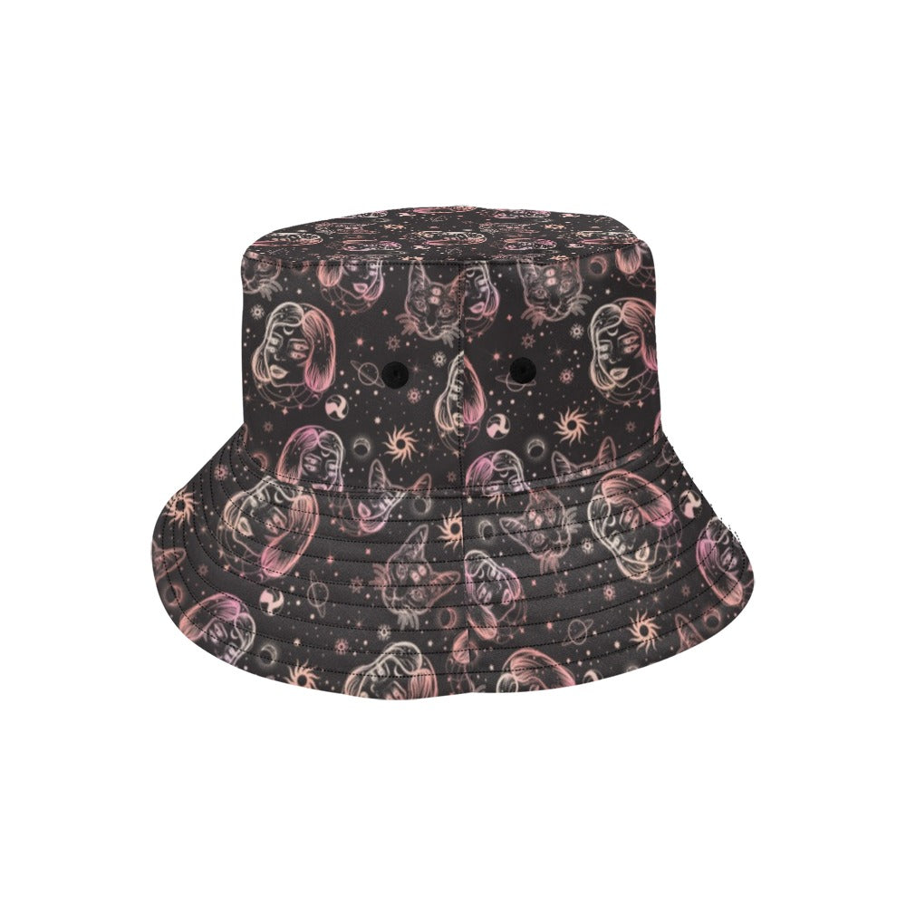 Third Eye Girl Cat Print Design LKS305 Unisex Bucket Hat