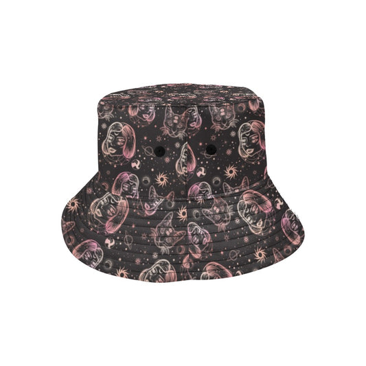 Third Eye Girl Cat Print Design LKS305 Unisex Bucket Hat