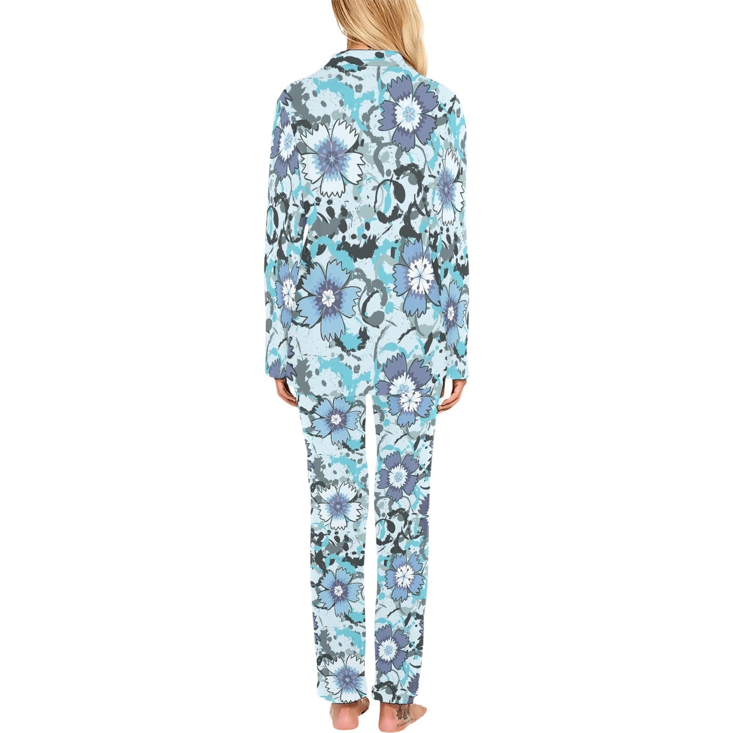Carnations Pattern Print Design CN04 Women's Long Pajama Set