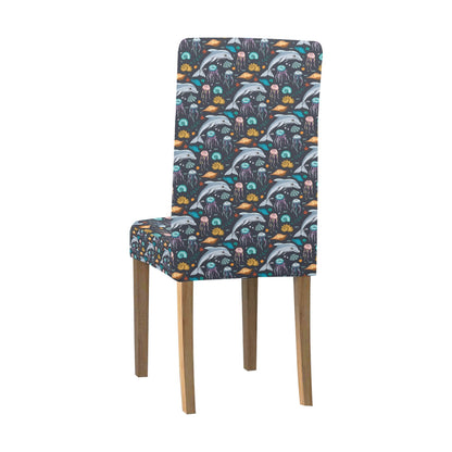 Underwater Dolphin Print Design LKS304 Dining Chair Slipcover