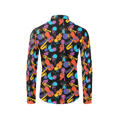 Saxophone Print Design LKS406 Men's Long Sleeve Dress Shirt
