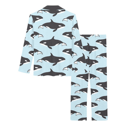 Killer Whale Pattern Print Design 01 Women's Long Pajama Set