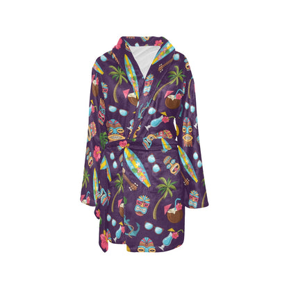 Hawaiian Themed Pattern Print Design H024 Women's Fleece Robe