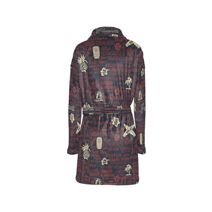 Hawaiian Themed Pattern Print Design H017 Women's Fleece Robe