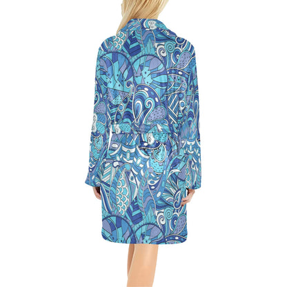 Funky Retro Pattern Print Design A02 Women's Fleece Robe