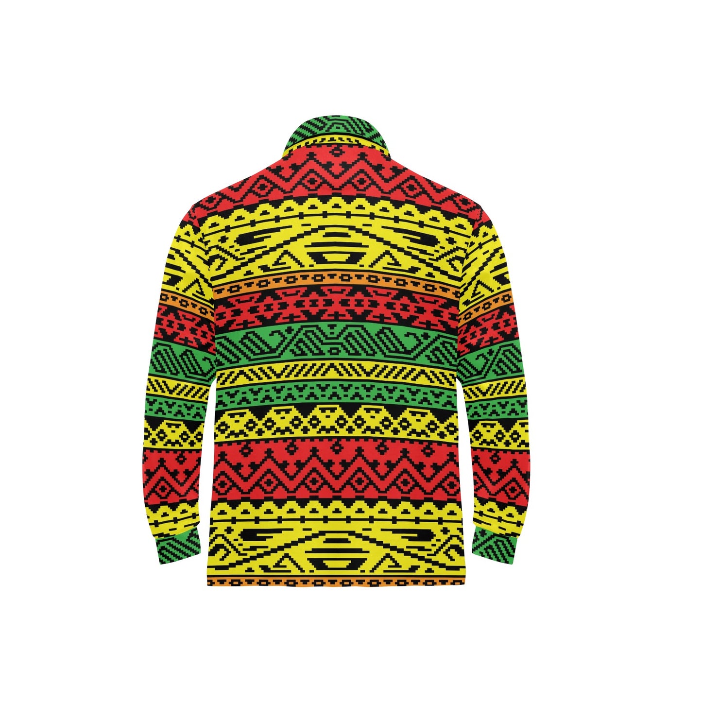 Rastafarian Pattern Print Design A02 Long Sleeve Polo Shirt For Men's