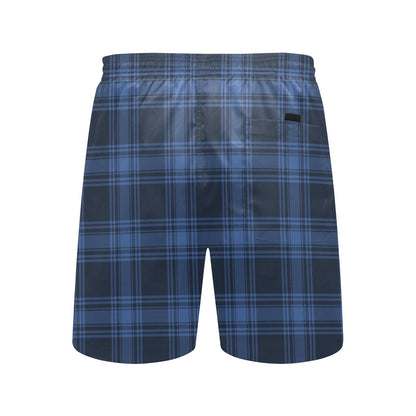 Tartan Blue Print Design LKS304 Men's Swim Trunks Beach Shorts