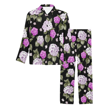 Hydrangea Pattern Print Design HD011 Men's Long Pajama Set
