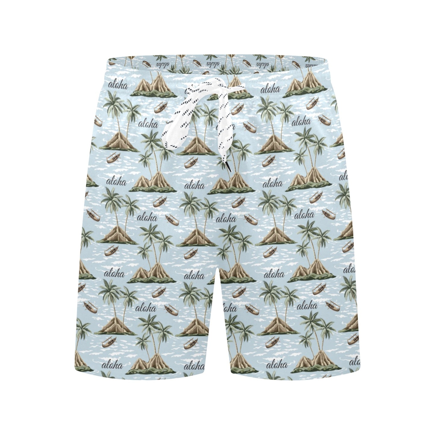 Aloha Hawaii island Design Themed Print Men's Swim Trunks Beach Shorts