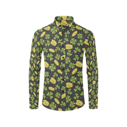 St Patricks Day Print Design LKS305 Men's Long Sleeve Dress Shirt