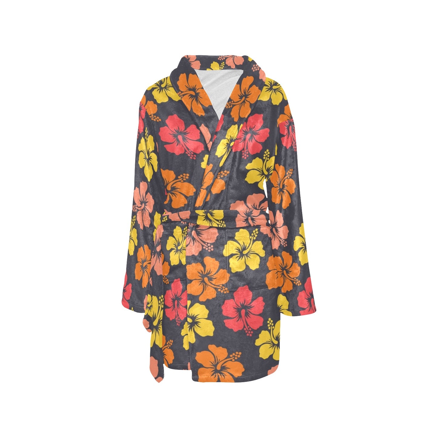 Hibiscus Pattern Print Design HB024 Women's Fleece Robe