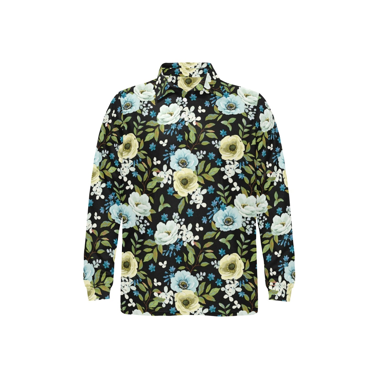 Anemone Pattern Print Design AM03 Long Sleeve Polo Shirt For Men's
