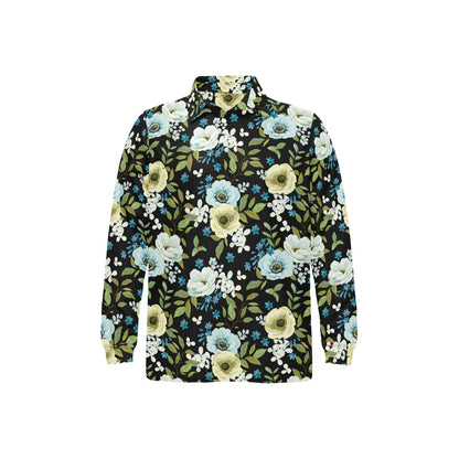 Anemone Pattern Print Design AM03 Long Sleeve Polo Shirt For Men's