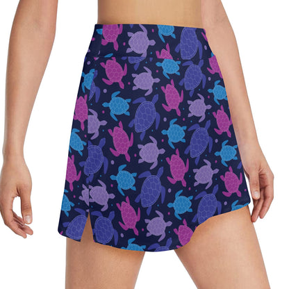 Sea Turtle Print Design LKS309 17" Golf & Pickleball Skort with Pockets