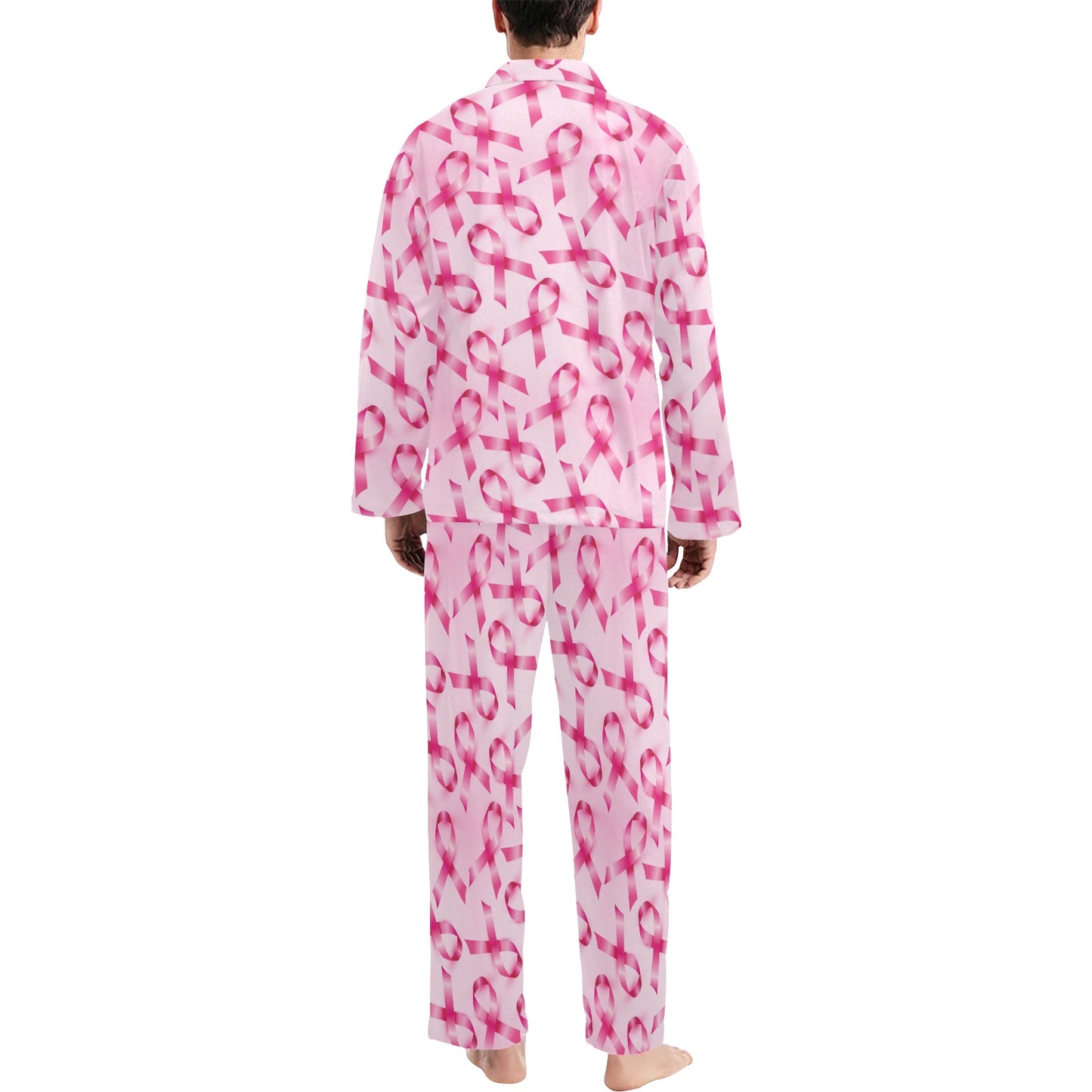 Breast cancer Pattern Print Design 04 Men's Long Pajama Set