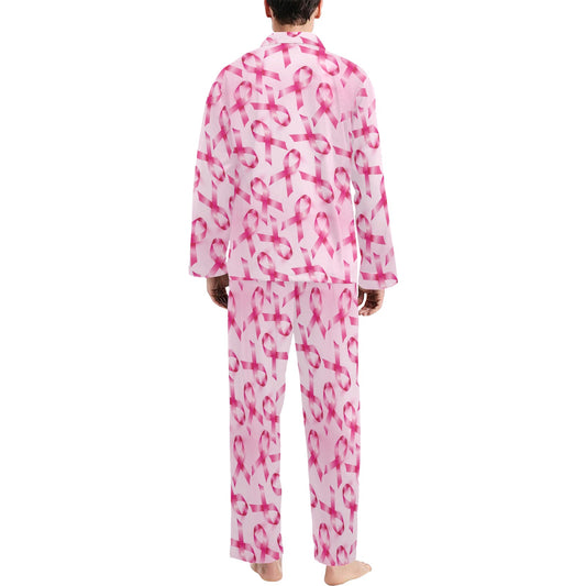 Breast cancer Pattern Print Design 04 Men's Long Pajama Set