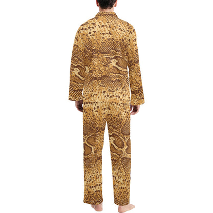Python Brown Pattern Print Design A03 Men's Long Pajama Set