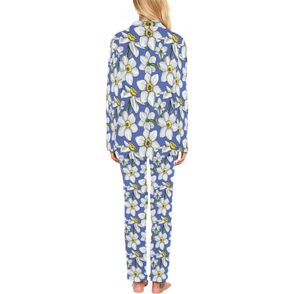 Daffodils Pattern Print Design DF08 Women's Long Pajama Set