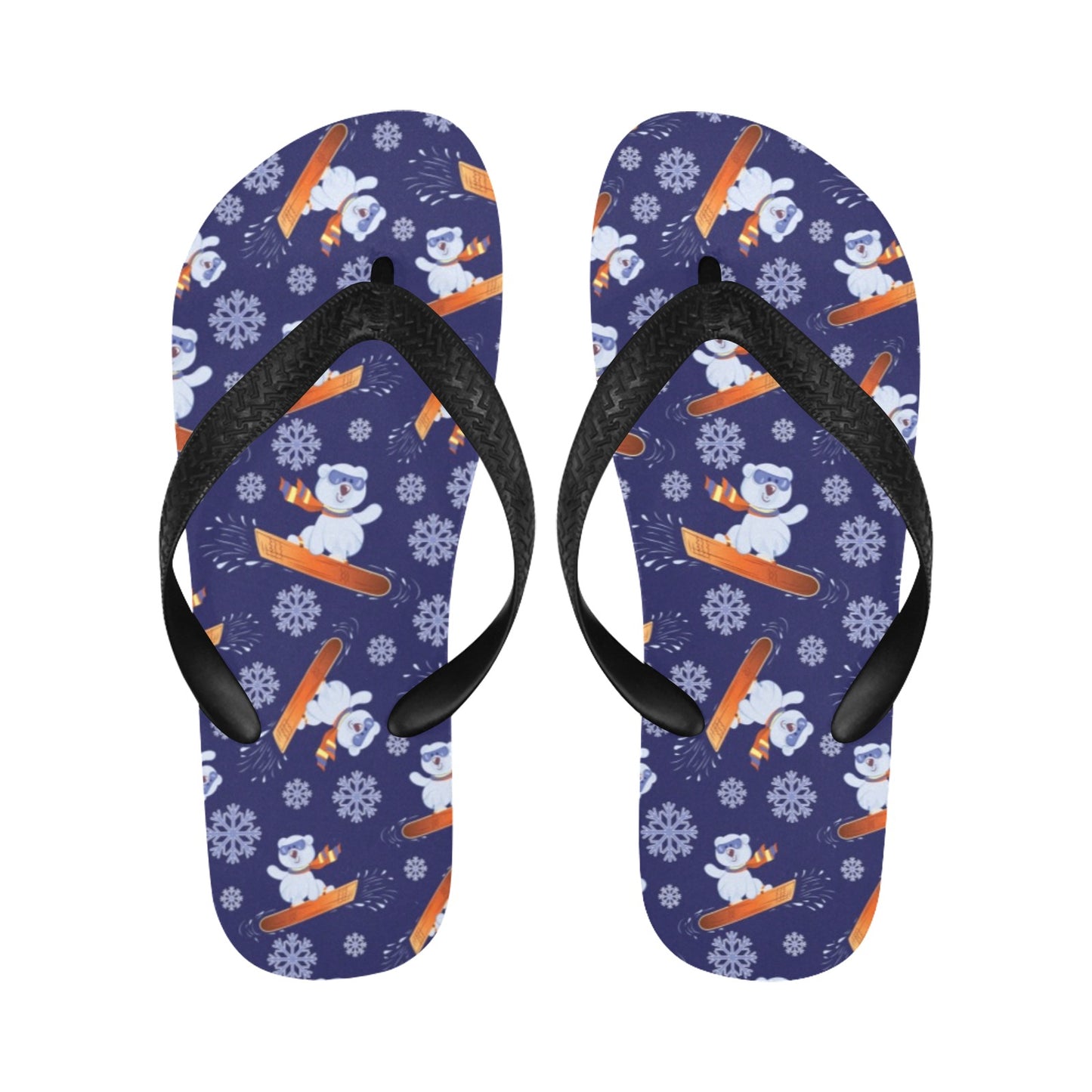 Snowboard Bear Print Design LKS305 Flip Flops