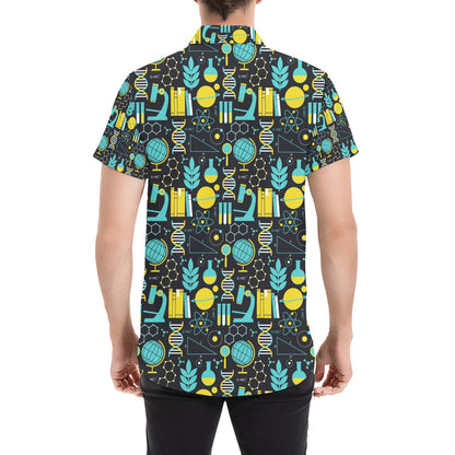 Science Print Design LKS301 Men Short Sleeve Button Up Shirt