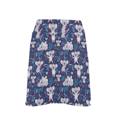 Koala Cute Themed Design Print 17" Golf & Pickleball Skort with Pockets