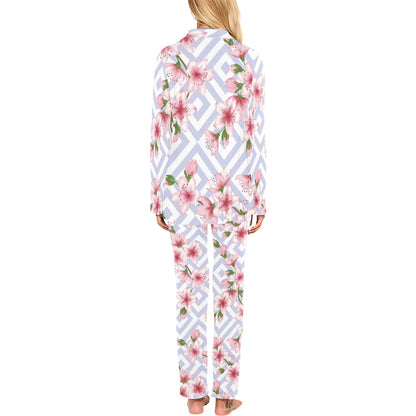 Cherry Blossom Pattern Print Design CB07 Women's Long Pajama Set
