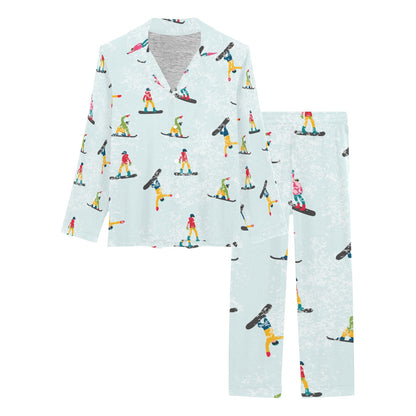 Snowboard Print Design LKS304 Women's Long Pajama Set