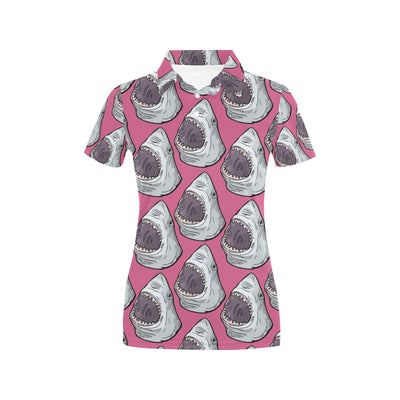 Great White Shark Pattern Print Design 01 Women's Polo Shirt