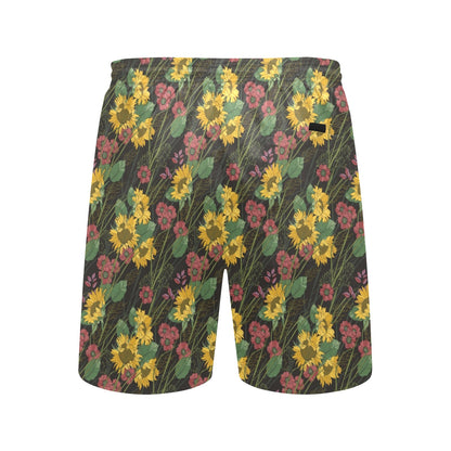 Sunflower Print Design LKS303 Men's Swim Trunks Beach Shorts