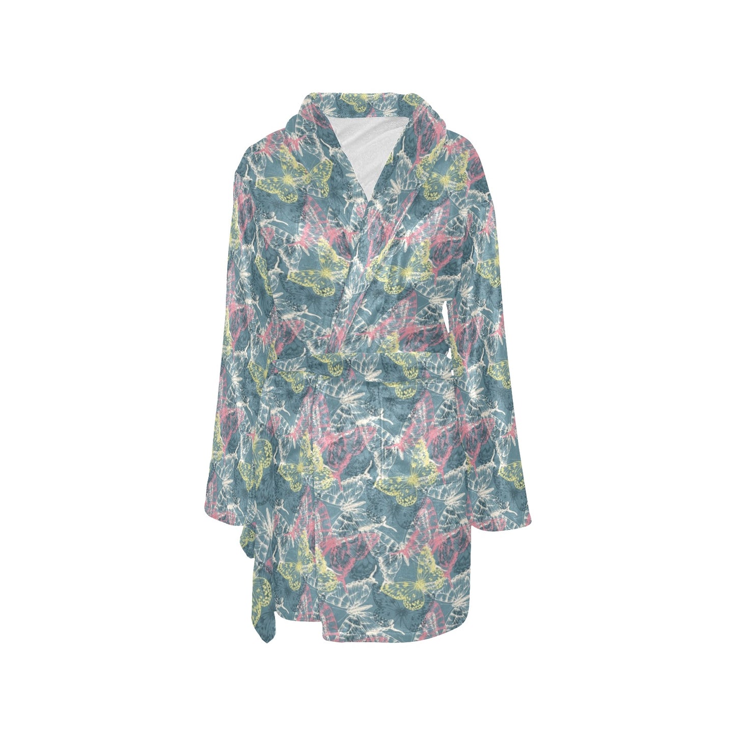 Butterfly Pattern Print Design 01 Women's Fleece Robe