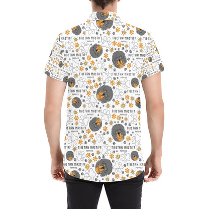 Tibetan Mastiffs Print Design LKS302 Men Short Sleeve Button Up Shirt