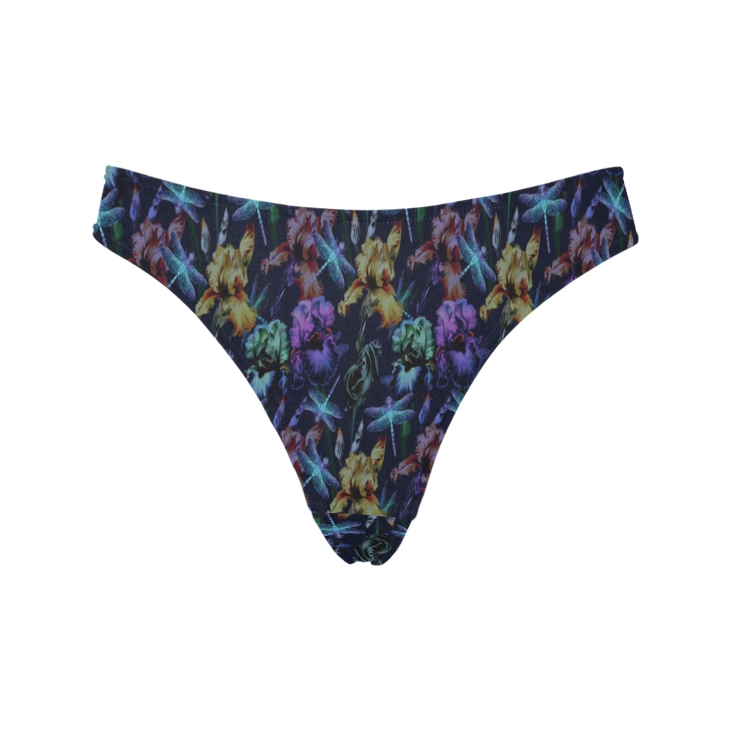 Dragonfly With Floral Print Pattern Women's Thongs