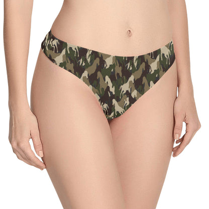 Horse Camo Themed Design Print Women's Thongs