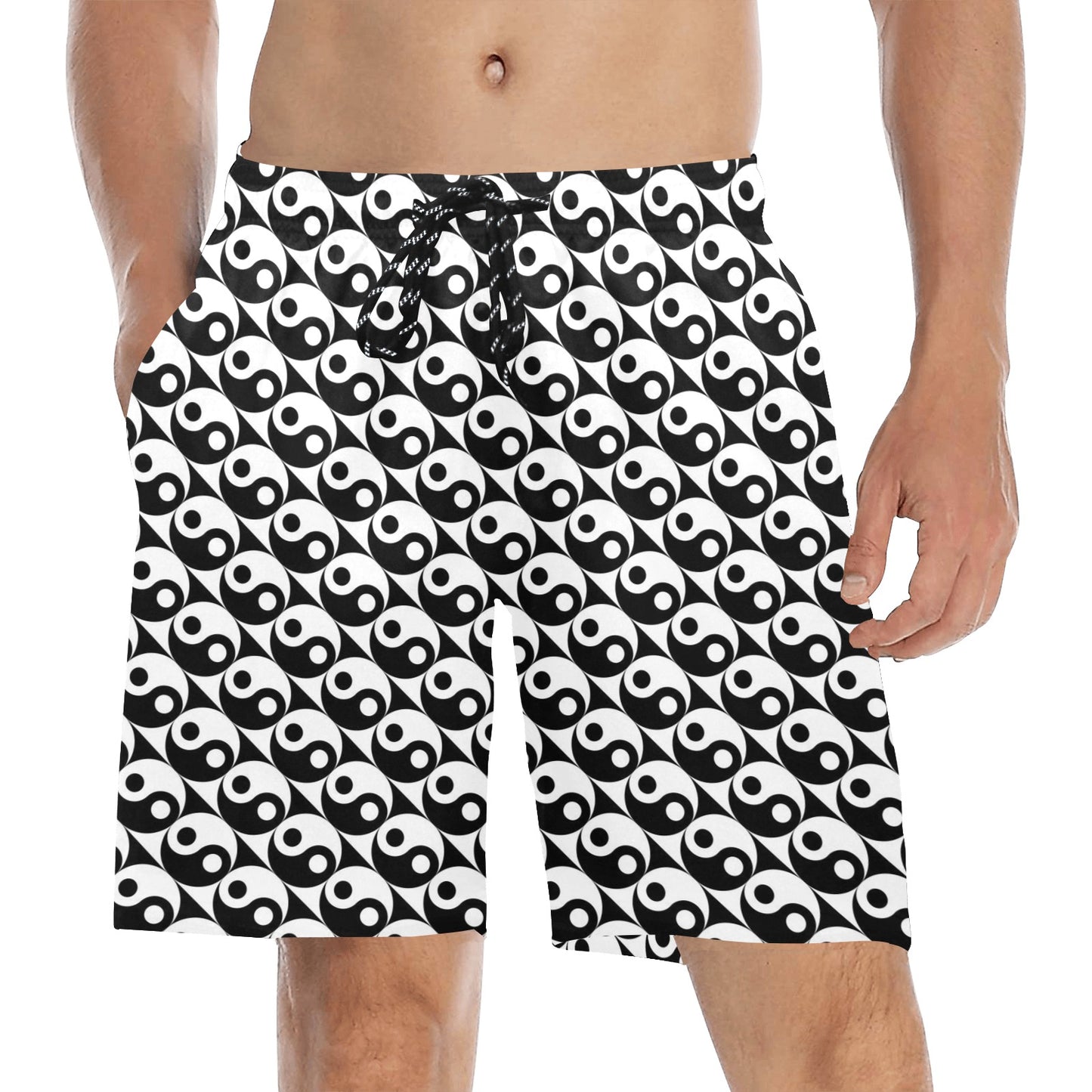 Yin Yang Print Design LKS304 Men's Swim Trunks Beach Shorts