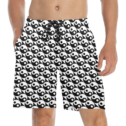 Yin Yang Print Design LKS304 Men's Swim Trunks Beach Shorts