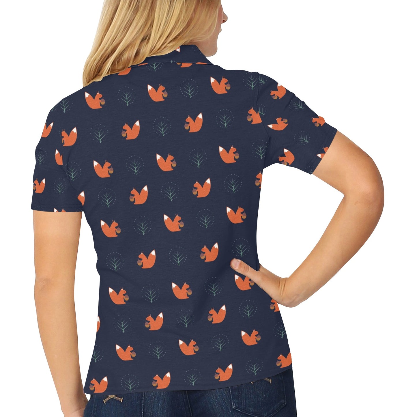 Squirrel Print Design LKS303 Women's Polo Shirt