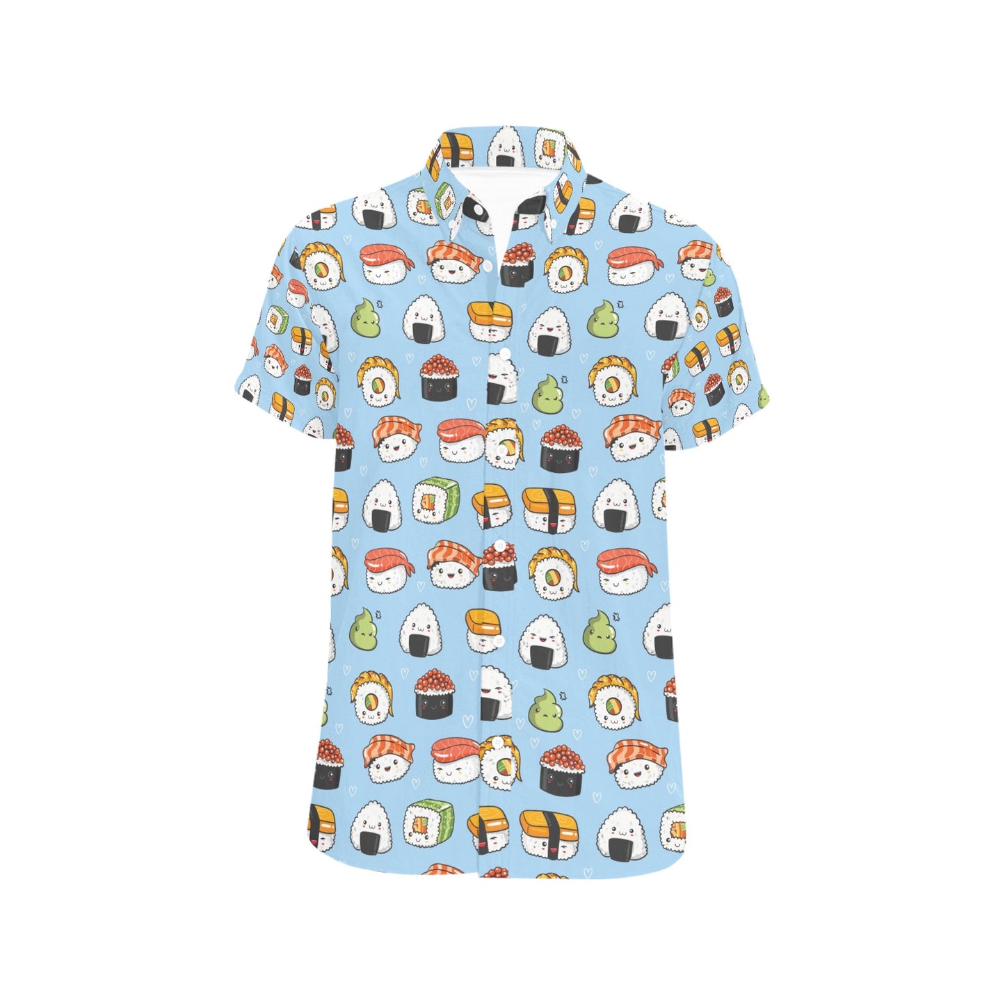 Sushi Print Design LKS303 Men Short Sleeve Button Up Shirt