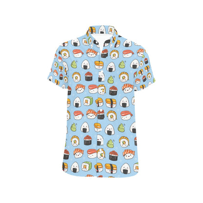 Sushi Print Design LKS303 Men Short Sleeve Button Up Shirt