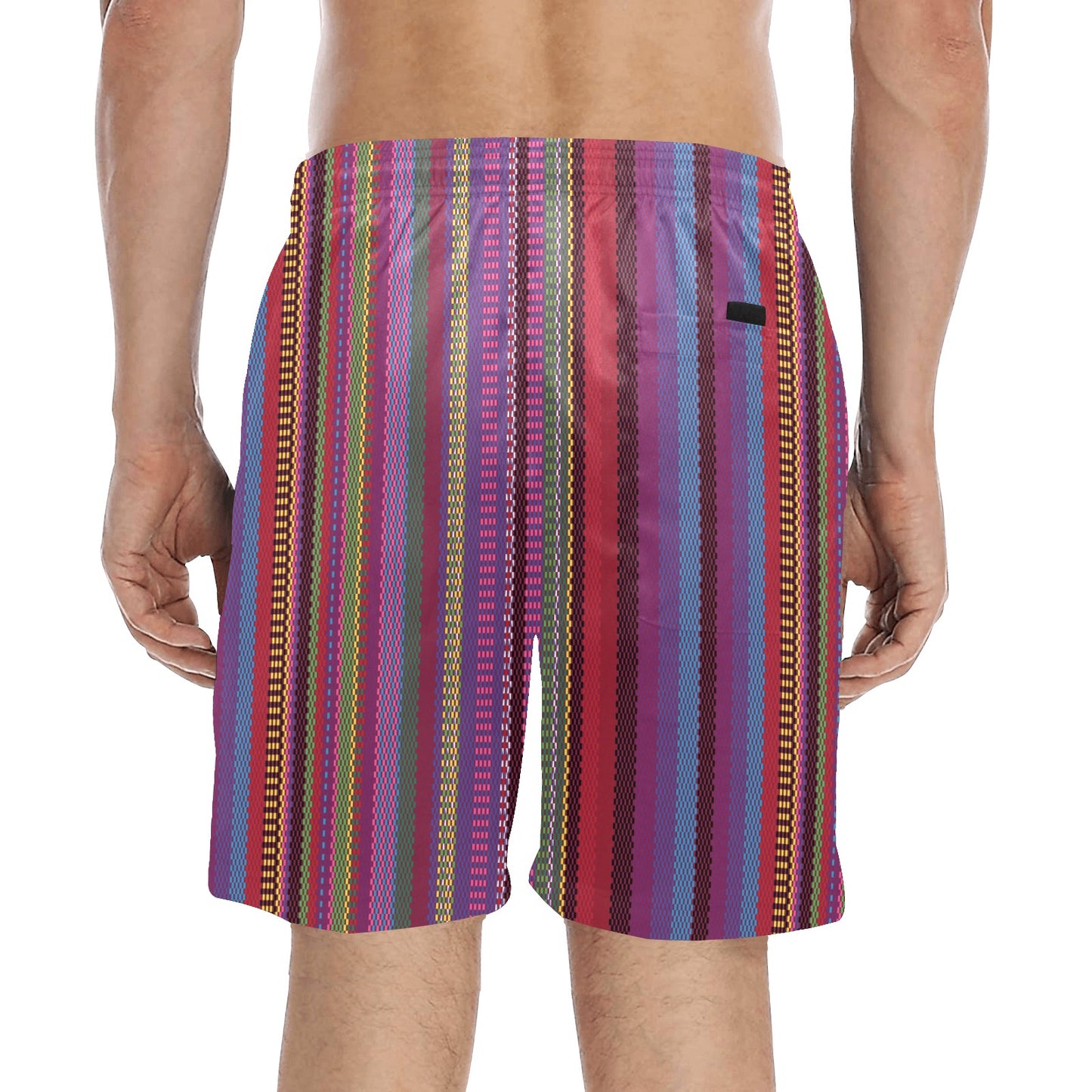 Serape Stripe Print Men's Swim Trunks Beach Shorts